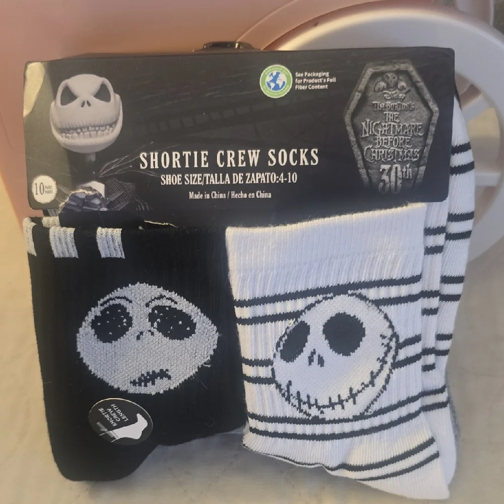 Disney Nightmare Before Christmas Crew Socks Set Of 10 Size 4-10 New